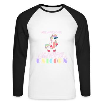Magic Fairy Tale Colorful Myth Collection Unicorn - Unisex Baseballshirt langarm - Weiß/Schwarz - Vorne - Nik (191cm)
