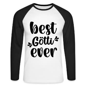Bester Götti der Welt Patenonkel Schweiz Taufgötti - Unisex Baseballshirt langarm - Weiß/Schwarz - Vorne - Nik (191cm)