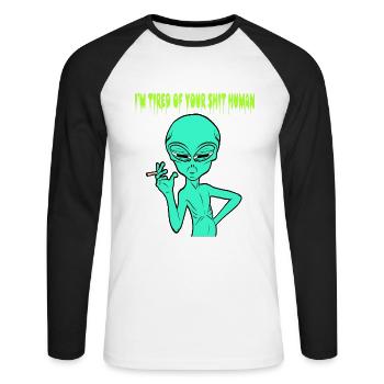 Je suis fatigué de votre merde Conception de - T-shirt baseball manches longues Homme - blanc/noir - Devant - Nik (191cm)