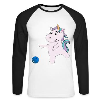Unicorn plays bowling - Unisex Long Sleeve Baseball T-Shirt - white/black - Front - Nik (191cm)