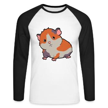 Cute Guinea Pig Shirt For Animal Lovers T-shirt - Unisex Baseballshirt langarm - Weiß/Schwarz - Vorne - Nik (191cm)