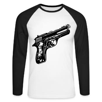Pistol Symbol - Unisex Long Sleeve Baseball T-Shirt - white/black - Front - Nik (191cm)