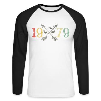 Classic Vintage 1979 Design T-shirt Design Retro - Unisex Long Sleeve Baseball T-Shirt - white/black - Front - Nik (191cm)