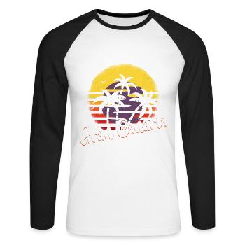 "Gran Canaria Island Spain" T-shirt Design Sun - Unisex Long Sleeve Baseball T-Shirt - white/black - Front - Nik (191cm)