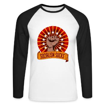 Socialism Slow Economical Growth Collection - Unisex Long Sleeve Baseball T-Shirt - white/black - Front - Nik (191cm)
