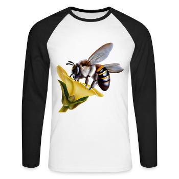 Fleißige Biene - Unisex Baseballshirt langarm - Weiß/Schwarz - Vorne - Nik (191cm)