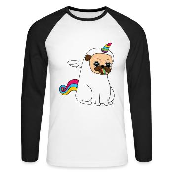 "Unipug Pug Unicorn" Certified Dog Lover? Here's - Unisex Long Sleeve Baseball T-Shirt - white/black - Front - Nik (191cm)