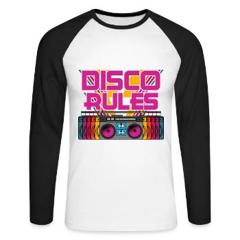 Rétro Boombox Radio Music Rhythm Collection - T-shirt baseball manches longues Homme - blanc/noir - Devant - Nik (191cm)