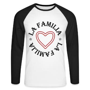 La Familia - Unisex Baseballshirt langarm - Weiß/Schwarz - Vorne - Nik (191cm)