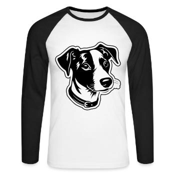 Jack Russel Terrier Hund Kopf - Unisex Baseballshirt langarm - Weiß/Schwarz - Vorne - Nik (191cm)