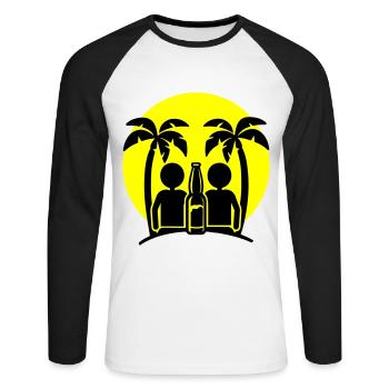 Boire à la fête sur la plage de l’île - T-shirt baseball manches longues Homme - blanc/noir - Devant - Nik (191cm)
