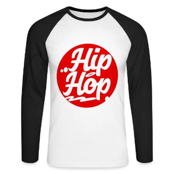 Hip Hop - T-shirt baseball manches longues Homme - blanc/noir - Devant - Nik (191cm)
