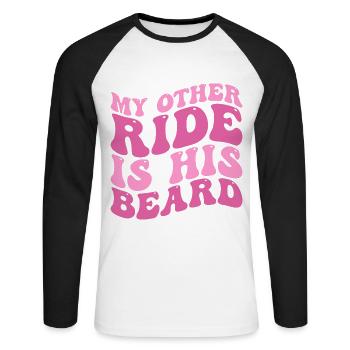My Other Ride Is His Beard Tees Groovy Beard Lover - T-shirt baseball manches longues Homme - blanc/noir - Devant - Nik (191cm)