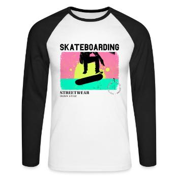 Skateboarding Skate Skater Skateboard Sk8 Vintage - Unisex Long Sleeve Baseball T-Shirt - white/black - Front - Nik (191cm)