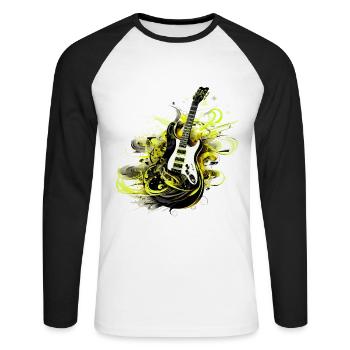 E-Gitarre Gitarre Gitarrist Musik Instrument Rock - Unisex Baseballshirt langarm - Weiß/Schwarz - Vorne - Nik (191cm)