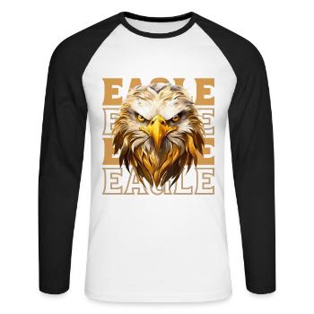 Tête d’aigle Or Oiseau de proie Oiseau Nature animale - T-shirt baseball manches longues Homme - blanc/noir - Devant - Nik (191cm)