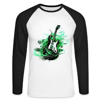 E-Gitarre Gitarre Gitarrist Musik Instrument Rock - Unisex Baseballshirt langarm - Weiß/Schwarz - Vorne - Nik (191cm)