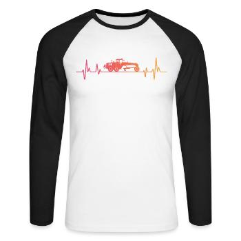 Sunset Construction Vehicle Motor Grader - Unisex Long Sleeve Baseball T-Shirt - white/black - Front - Nik (191cm)