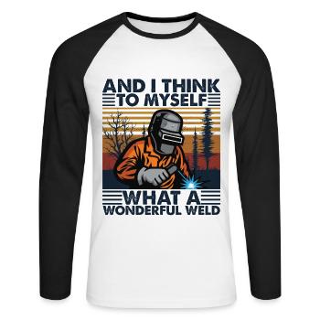 Quelle merveilleuse soudure rétro vintage - T-shirt baseball manches longues Homme - blanc/noir - Devant - Nik (191cm)