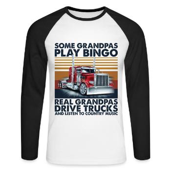 Certains grands-pères jouent au Bingo Real Grandpas Drive Truck - T-shirt baseball manches longues Homme - blanc/noir - Devant - Nik (191cm)