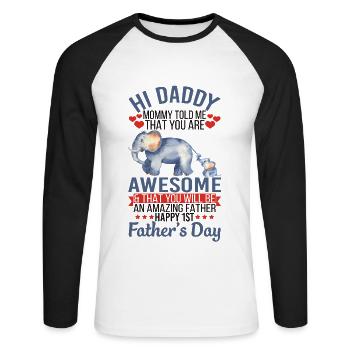 Salut papa, tu es génial, bonne fête des pères - T-shirt baseball manches longues Homme - blanc/noir - Devant - Nik (191cm)