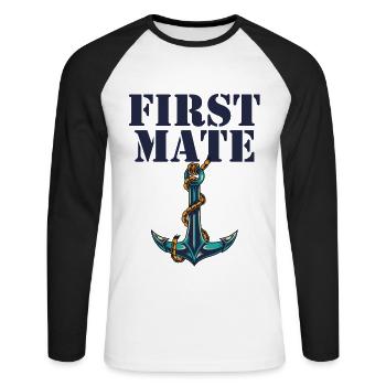 Premier match de Papa Mate - T-shirt baseball manches longues Homme - blanc/noir - Devant - Nik (191cm)