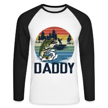 Fishing Daddy Matching - Unisex Baseballshirt langarm - Weiß/Schwarz - Vorne - Nik (191cm)