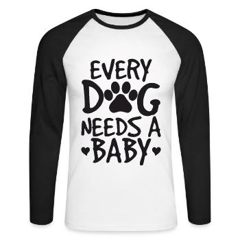 Every Dog Needs A Baby Onesie - Unisex Long Sleeve Baseball T-Shirt - white/black - Front - Nik (191cm)