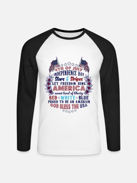 Independence Day Stars & Stripes Red White Blue - Unisex Baseballshirt langarm - Weiß/Schwarz