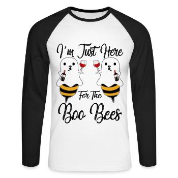 Halloween I’m Just Here For The Boo Bees T Shirt - T-shirt baseball manches longues Homme - blanc/noir - Devant - Nik (191cm)