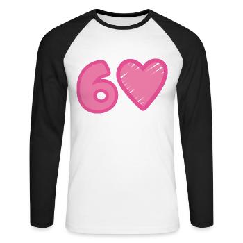 Cœur du 60e anniversaire - T-shirt baseball manches longues Homme - blanc/noir - Devant - Nik (191cm)
