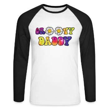 Groovy Daddy Matching Fathers Day - Unisex Baseballshirt langarm - Weiß/Schwarz - Vorne - Nik (191cm)