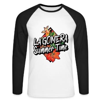 La Gomera Summer Sun Beach Sea Palm Trees - Unisex Long Sleeve Baseball T-Shirt - white/black - Front - Nik (191cm)