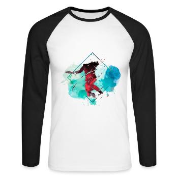 Basketteur Basketteur Dunking Splash Coloré - T-shirt baseball manches longues Homme - blanc/noir - Devant - Nik (191cm)