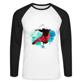 Handball Handball Joueur Handball Splash Bunt - T-shirt baseball manches longues Homme - blanc/noir - Devant - Nik (191cm)