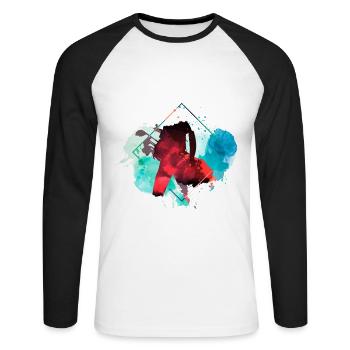 Golf Golfen Golfspieler Sport Hobby Club Bunt - Unisex Baseballshirt langarm - Weiß/Schwarz - Vorne - Nik (191cm)