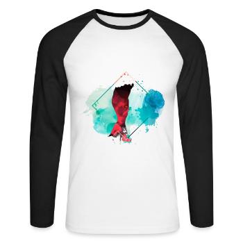 Golf Golfen Golfspieler Sport Hobby Club Bunt - Unisex Baseballshirt langarm - Weiß/Schwarz - Vorne - Nik (191cm)