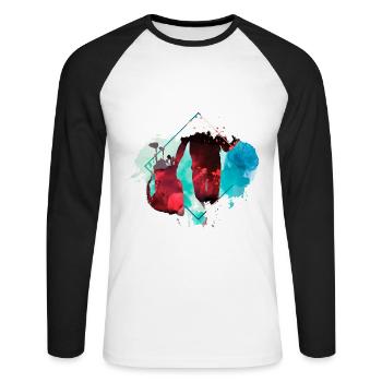 Golf Golfen Golfspieler Sport Hobby Club Bunt - Unisex Baseballshirt langarm - Weiß/Schwarz - Vorne - Nik (191cm)