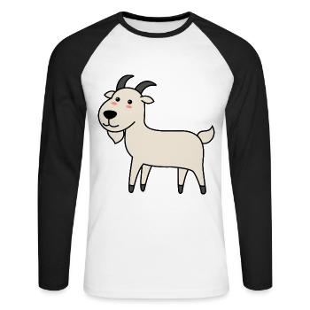 Mountain Goat Comic Animal - Unisex Long Sleeve Baseball T-Shirt - white/black - Front - Nik (191cm)