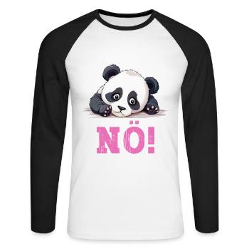 Nö Einfach Nö No Nein Panda Bär Lustig Spruch Pink - Unisex Baseballshirt langarm - Weiß/Schwarz - Vorne - Nik (191cm)