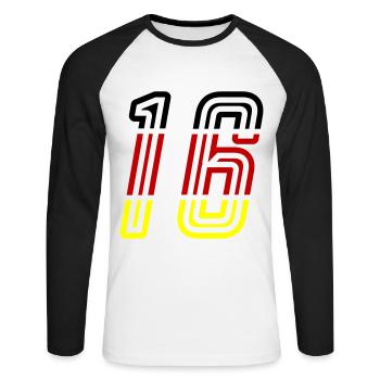 16 Symbole numérique Allemagne - T-shirt baseball manches longues Homme - blanc/noir - Devant - Nik (191cm)