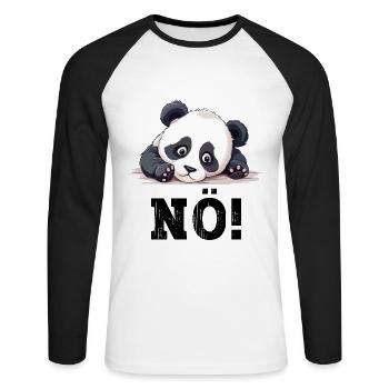 Nö Einfach Nö No Nein Panda Bär Süß Lustig Spruch - Unisex Baseballshirt langarm - Weiß/Schwarz - Vorne - Nik (191cm)