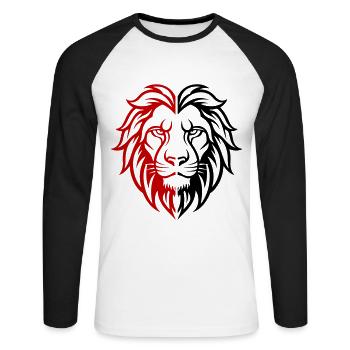 Lion Head - Unisex Long Sleeve Baseball T-Shirt - white/black - Front - Nik (191cm)