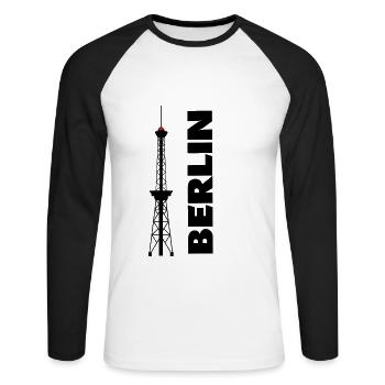 Berlin Allemagne Skyline Capitale Cadeau - T-shirt baseball manches longues Homme - blanc/noir - Devant - Nik (191cm)
