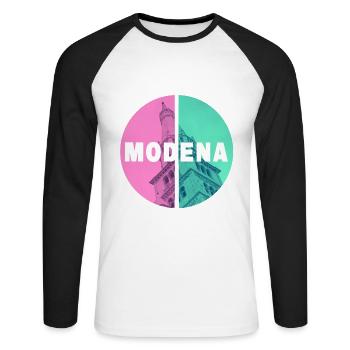 Modena Italien Stadt Skyline Kathedrale Urlaub - Unisex Baseballshirt langarm - Weiß/Schwarz - Vorne - Nik (191cm)