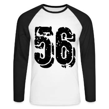 Maillot numéro 56 - T-shirt baseball manches longues Homme - blanc/noir - Devant - Nik (191cm)