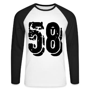 58 number jersey - Unisex Long Sleeve Baseball T-Shirt - white/black - Front - Nik (191cm)