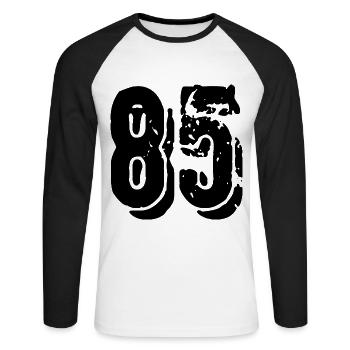 85 number jersey - Unisex Long Sleeve Baseball T-Shirt - white/black - Front - Nik (191cm)