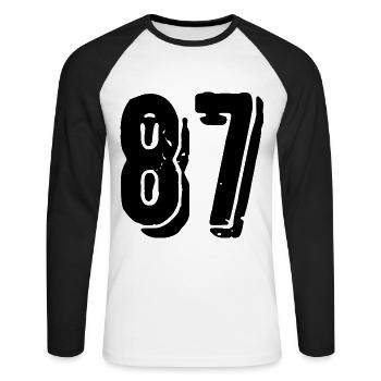 87 Number jersey - Unisex Long Sleeve Baseball T-Shirt - white/black - Front - Nik (191cm)