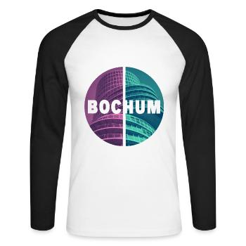 Bochum Deutschland Stadt Skyline Heimat Liebe - Unisex Baseballshirt langarm - Weiß/Schwarz - Vorne - Nik (191cm)
